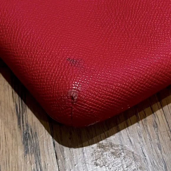 Coach Crossbody Mini Bag Purse Crossgrain Leather Dark Red Loved - Picture 6 of 9